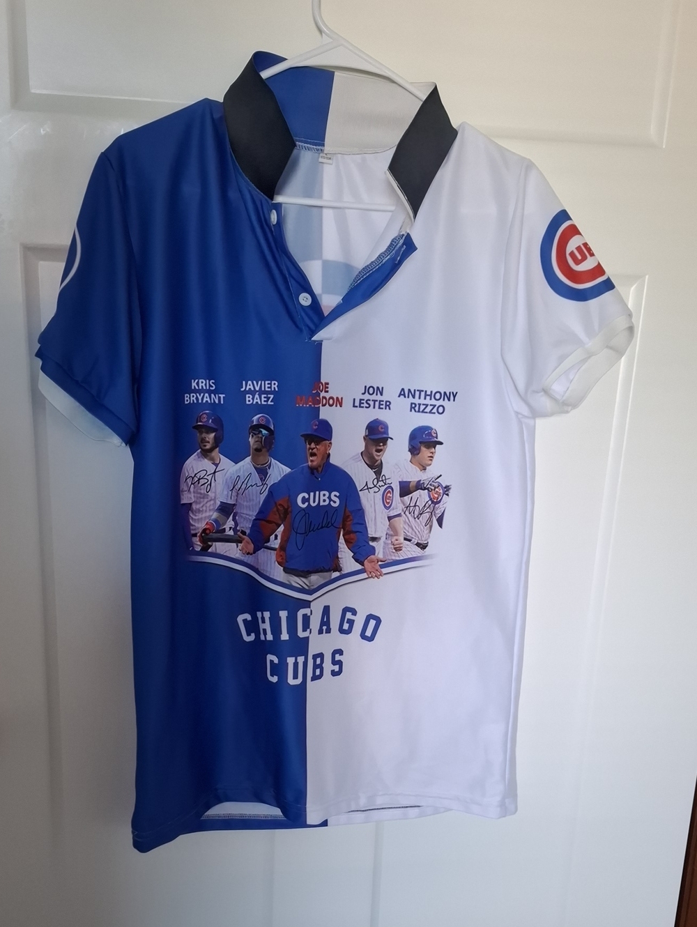 Chicago Cubs Mens Large Short Sleeve Fan Shirt - Blue & White
